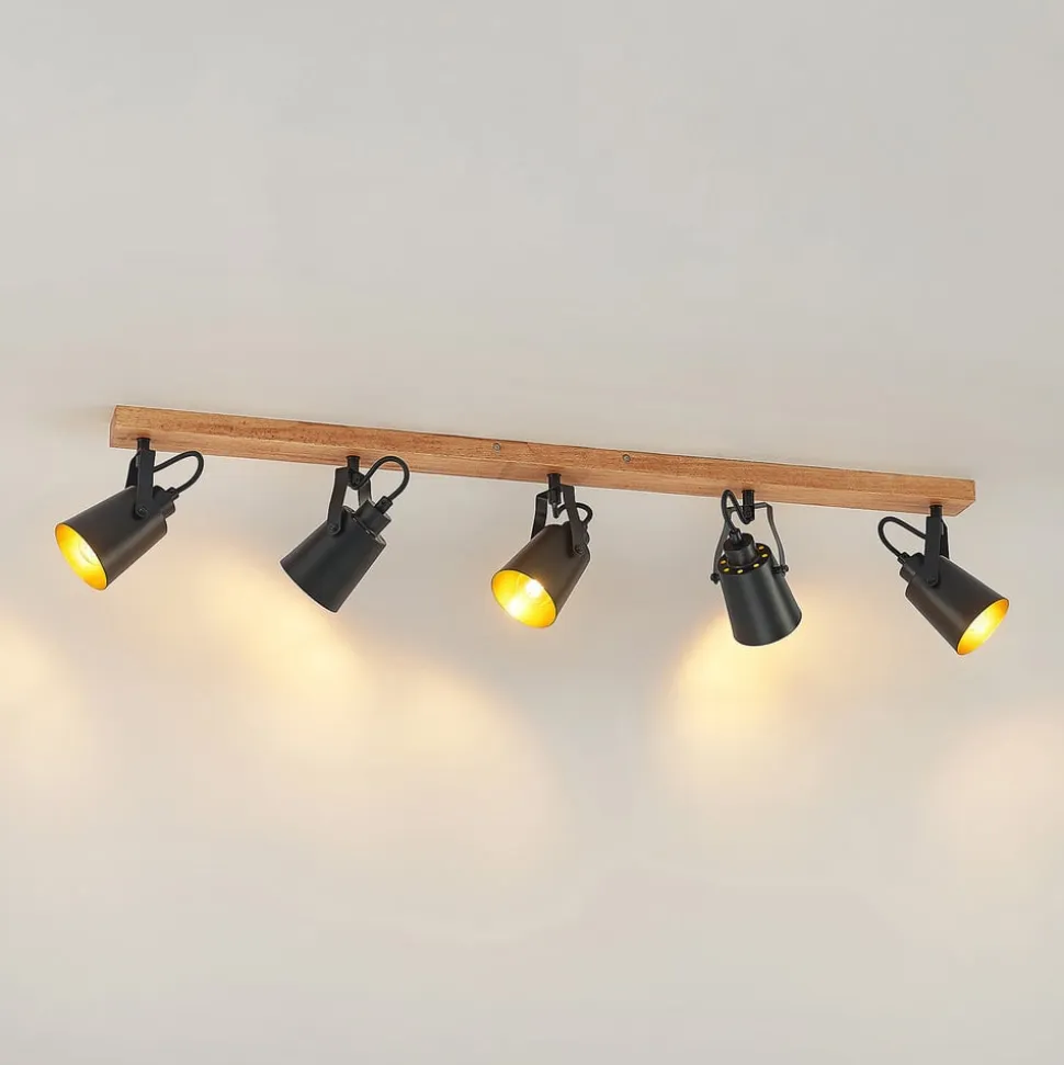 Lindby Kimban loftspot, 5 lyskilder, 106 cm, træ, metal