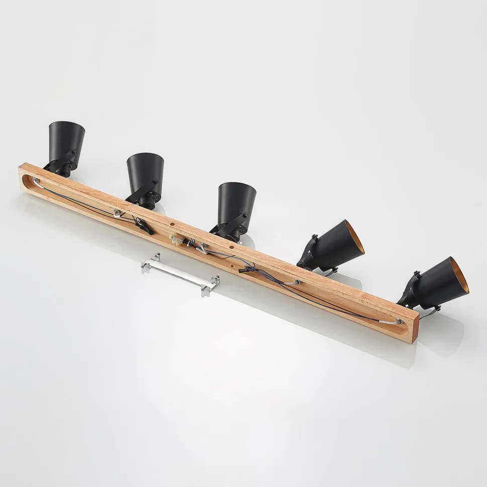 Lindby Kimban loftspot, 5 lyskilder, 106 cm, træ, metal