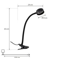 Lindby klemmelampe Jyla sort linse 3000K fleksibel arm GX53