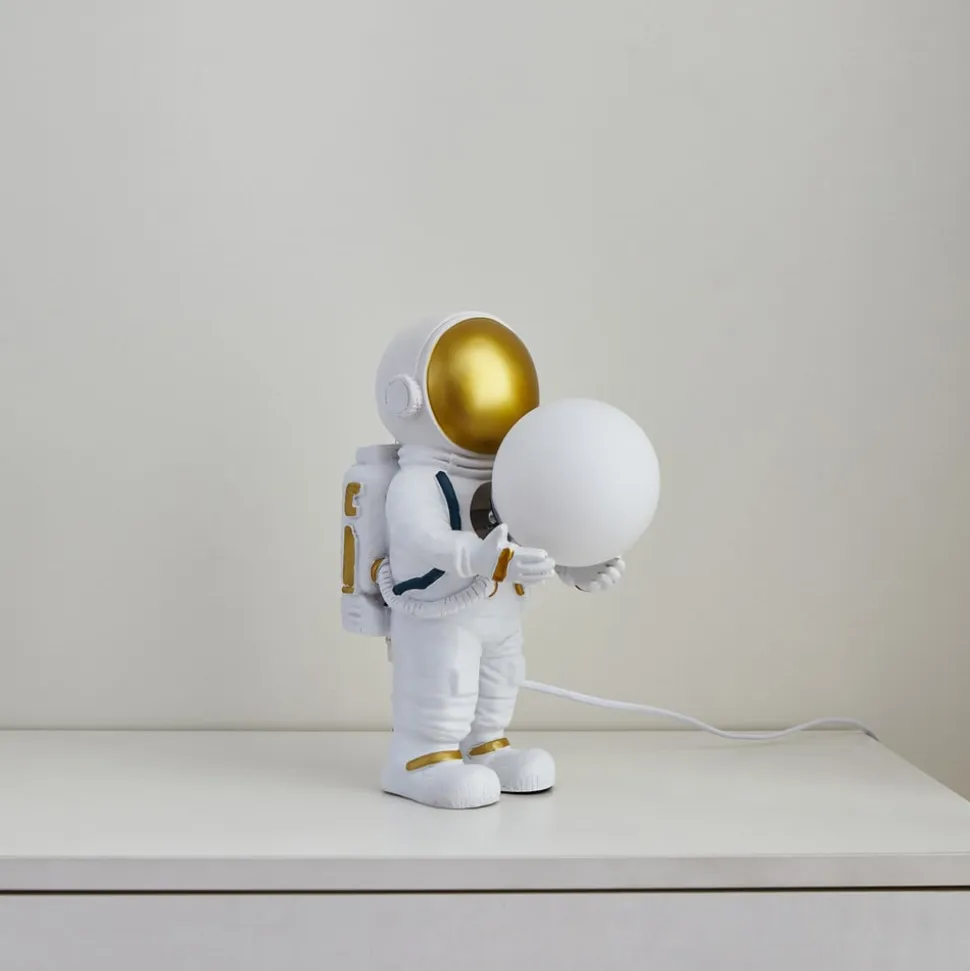 Lindby Kosmo bordlampe, hvid/guld, keramik, glas