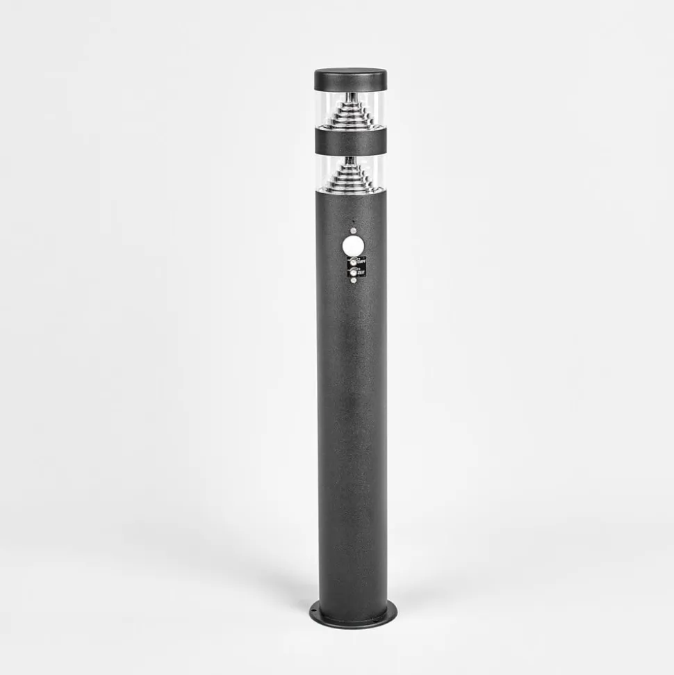 Lindby Lanea LED-vejlampe, 60 cm, sort, sensor, IP44