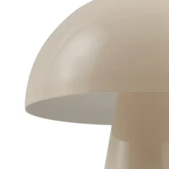 Lindby LED genopladelig bordlampe Nevijo, beige, Ø20cm, USB, dæmper