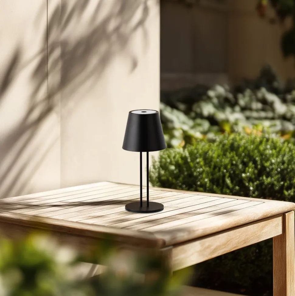 Lindby LED genopladelig bordlampe Janea TWIN, sort, metal
