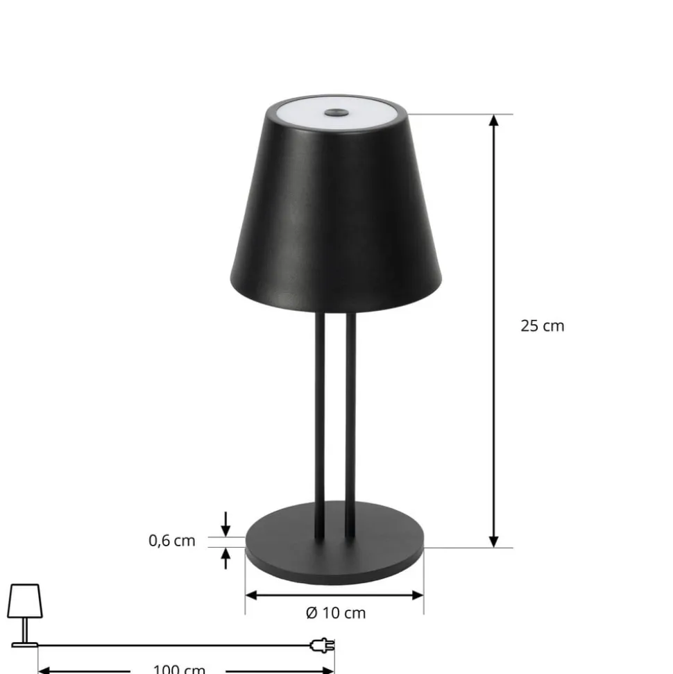 Lindby LED genopladelig bordlampe Janea TWIN, sort, metal