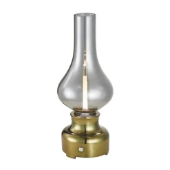 Lindby LED genopladelig bordlampe Maxentius, grøn, glas, dæmper