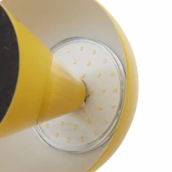 Lindby LED genopladelig bordlampe Nevijo, gul, Ø18cm, USB, dæmper