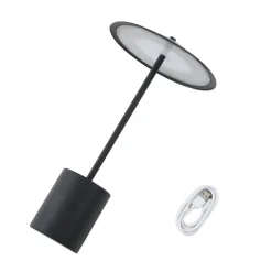 Lindby LED genopladelig bordlampe Ayva, sort, aluminium, IP44
