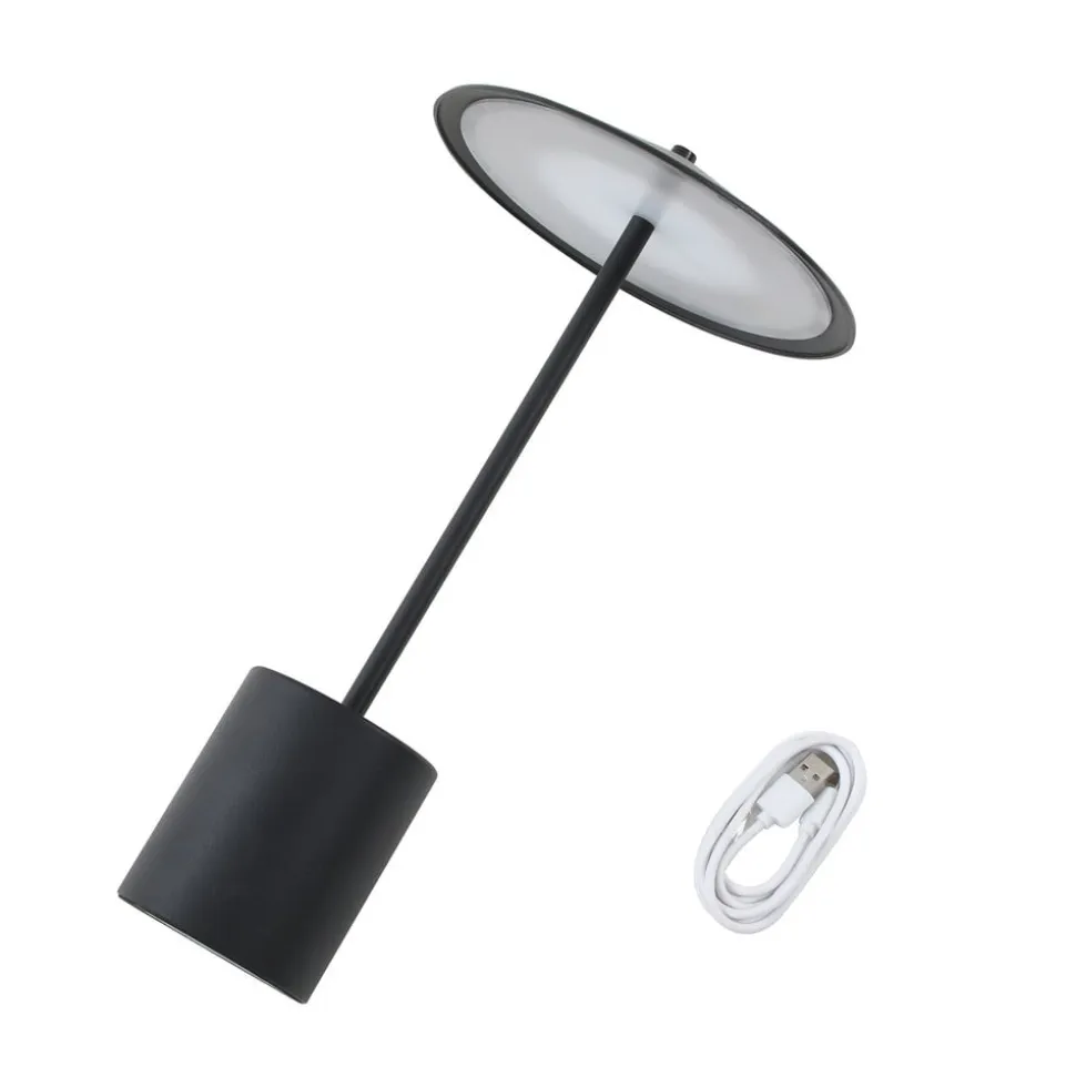 Lindby LED genopladelig bordlampe Ayva, sort, aluminium, IP44