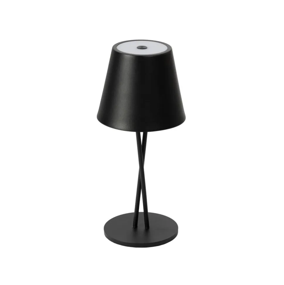 Lindby LED genopladelig bordlampe Janea CROSS, sort, metal