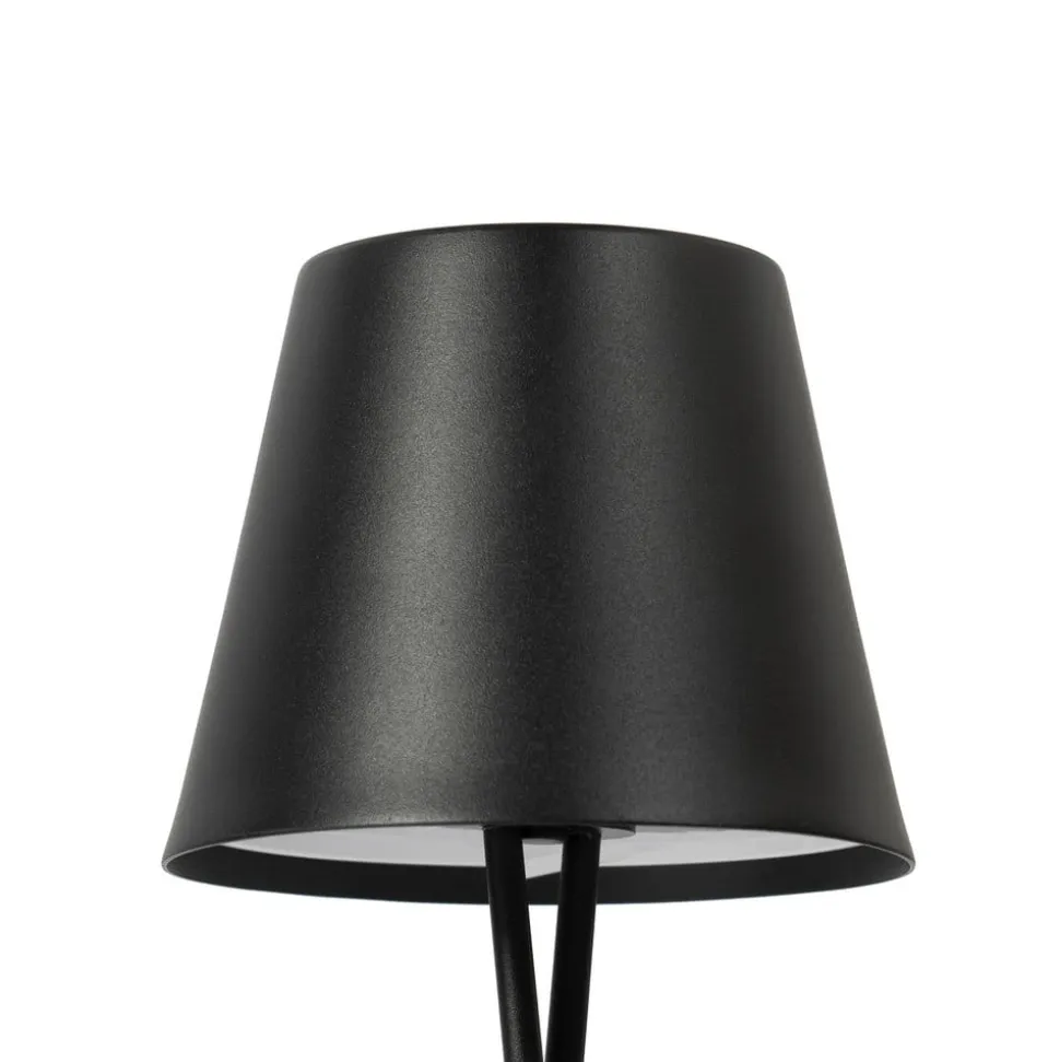 Lindby LED genopladelig bordlampe Janea CROSS, sort, metal