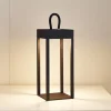 Lindby LED genopladelig bordlampe Iruna, sort, metal, 27 cm, dæmpbar.