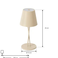 Lindby LED genopladelig bordlampe Janea, CROSS, beige, metal