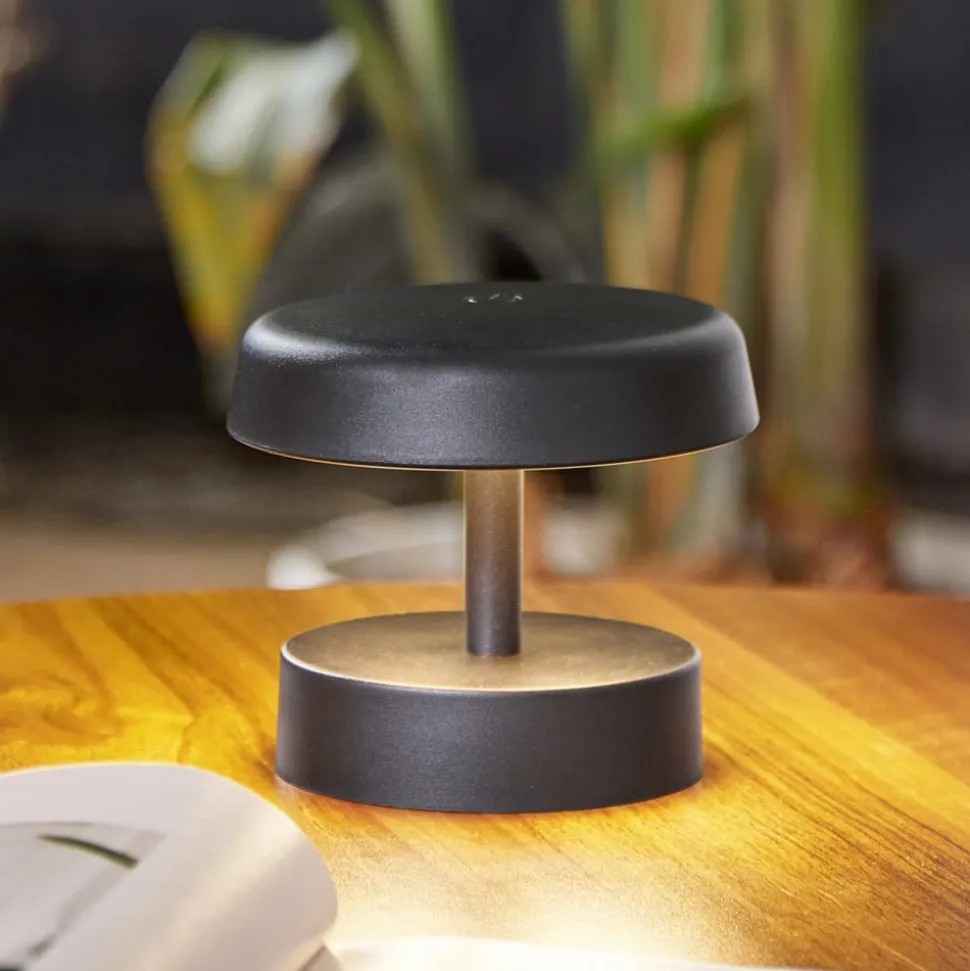 Lindby LED genopladelig bordlampe Nalani, 10 cm høj, IP44, dæmpbar