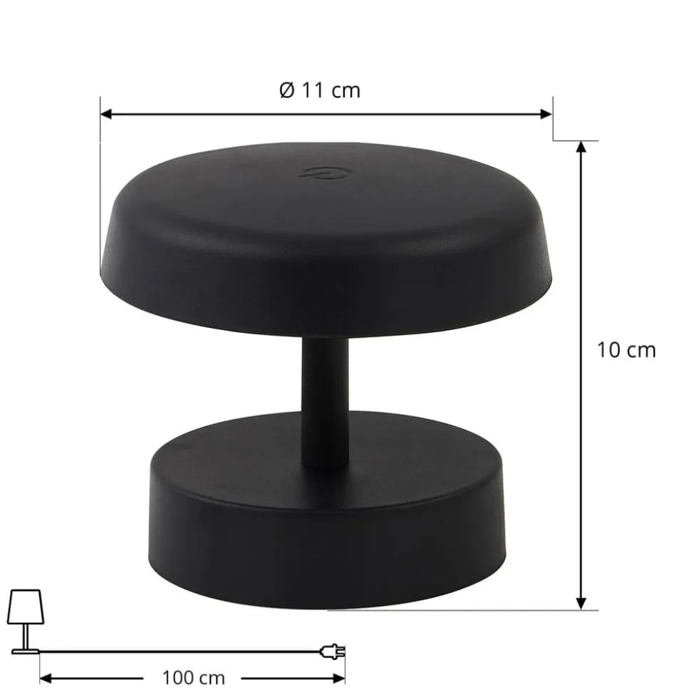 Lindby LED genopladelig bordlampe Nalani, 10 cm høj, IP44, dæmpbar