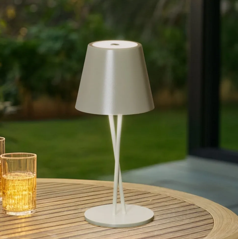 Lindby LED genopladelig bordlampe Janea CROSS, grøn, metal