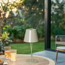 Lindby LED genopladelig bordlampe Janea CROSS, grøn, metal