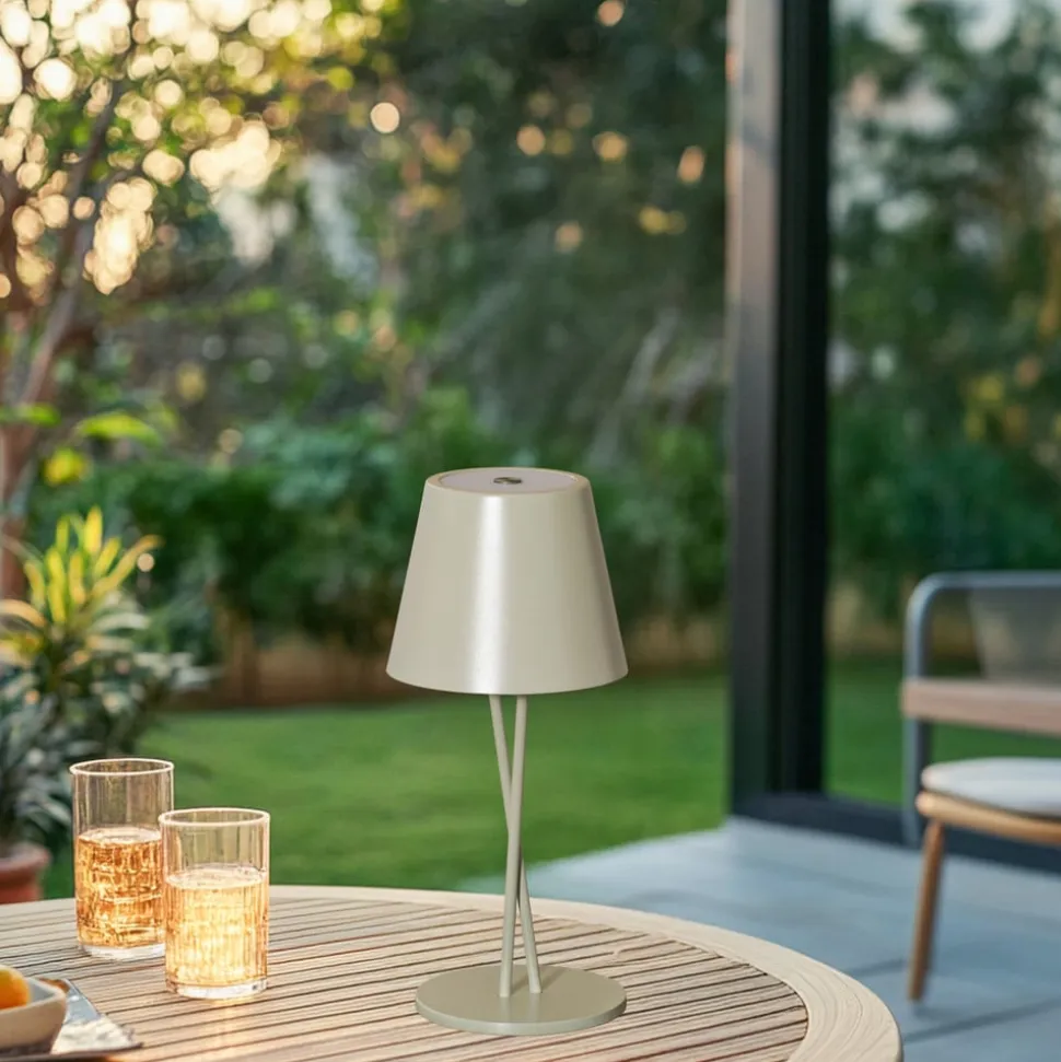 Lindby LED genopladelig bordlampe Janea CROSS, grøn, metal