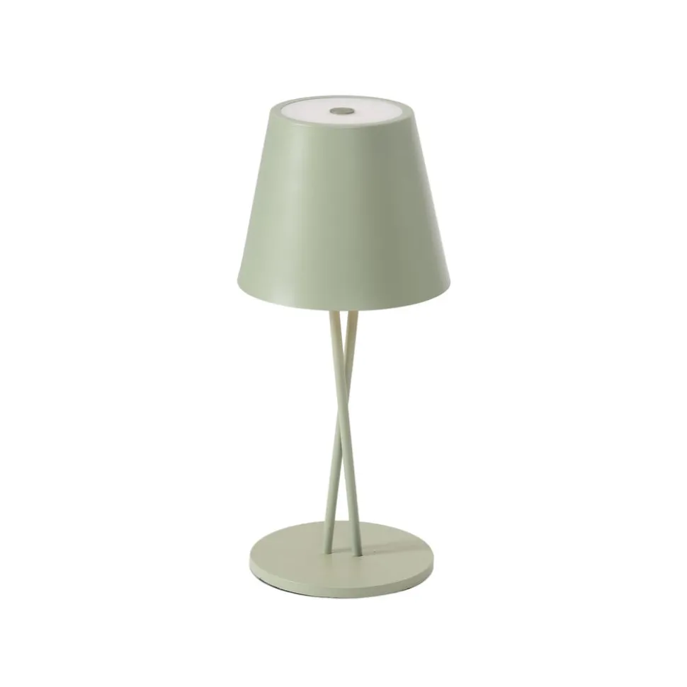 Lindby LED genopladelig bordlampe Janea CROSS, grøn, metal