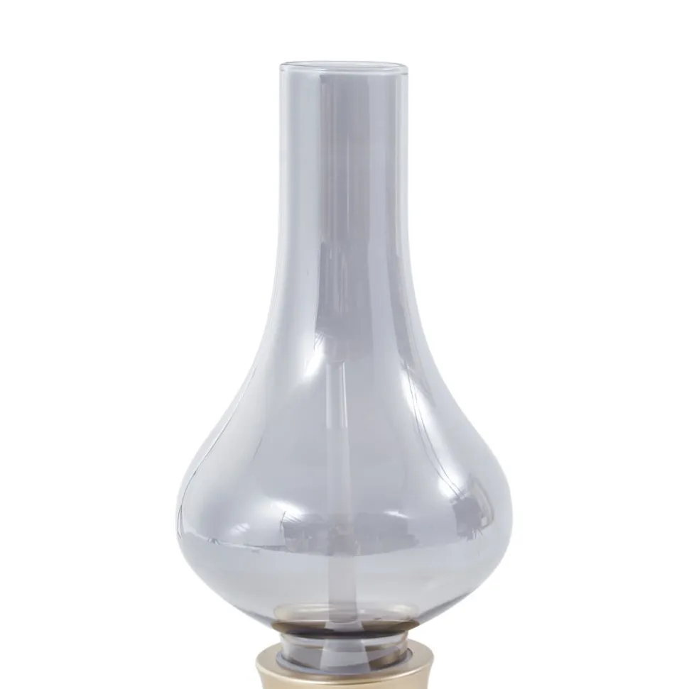 Lindby LED genopladelig bordlampe Maxentius guldfarvet glas dæmper