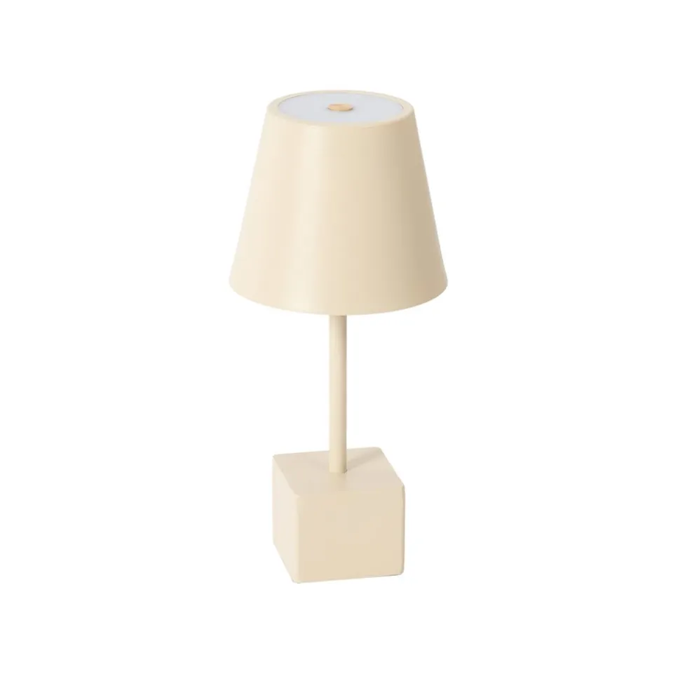 Lindby LED genopladelig bordlampe Janea CUBE, beige, metal