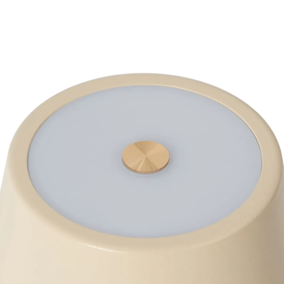 Lindby LED genopladelig bordlampe Janea CUBE, beige, metal