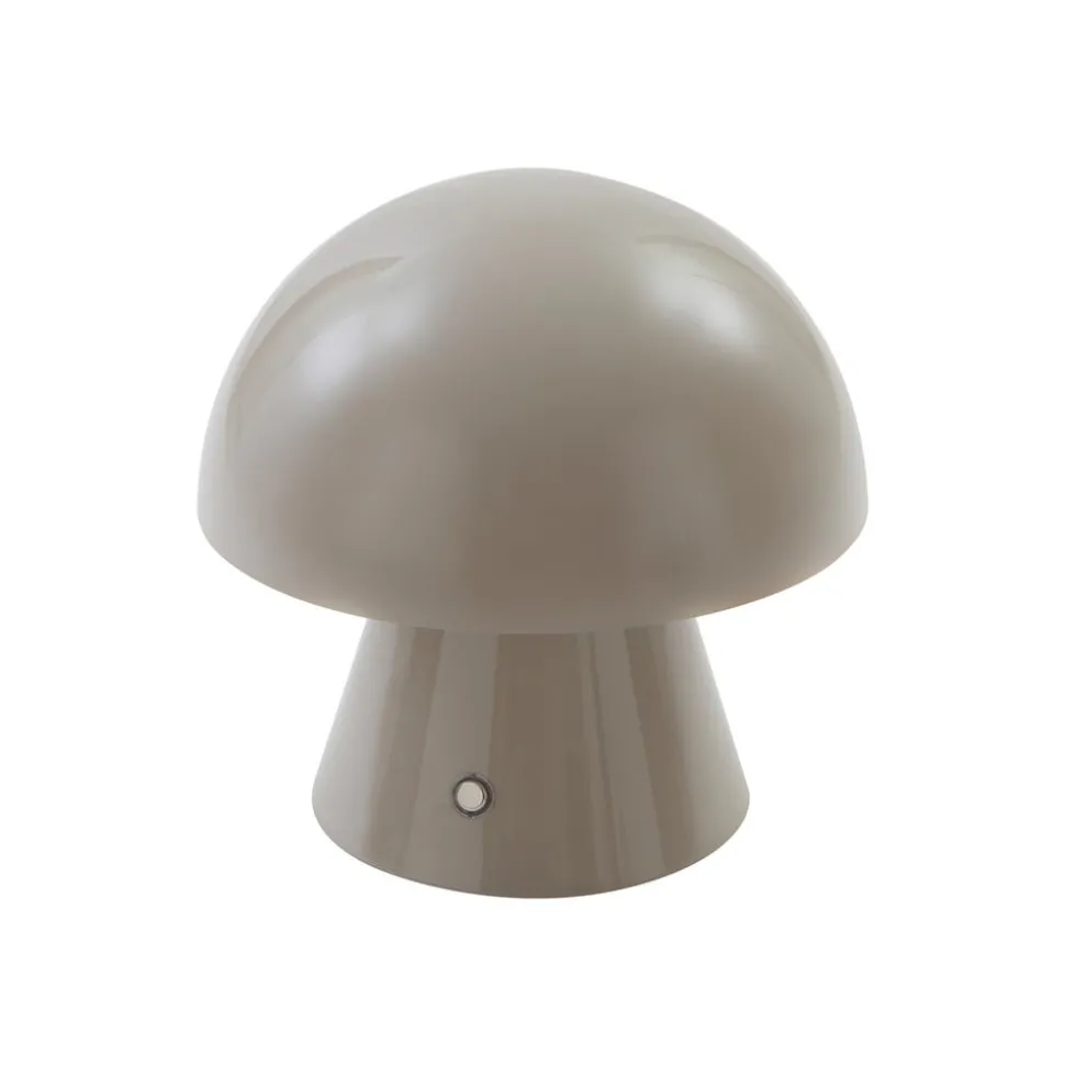 Lindby LED genopladelig bordlampe Nevijo, grå, Ø18cm, USB, dæmper