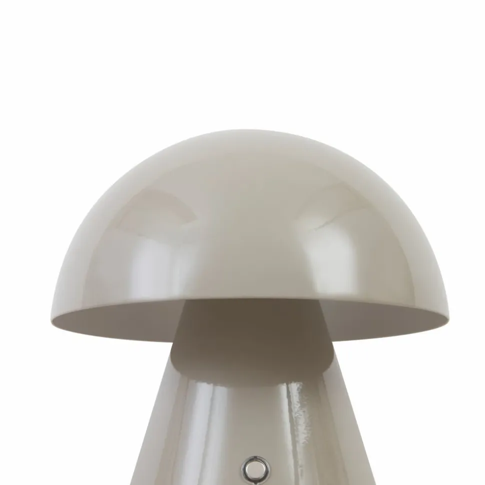 Lindby LED genopladelig bordlampe Nevijo, grå, Ø18cm, USB, dæmper