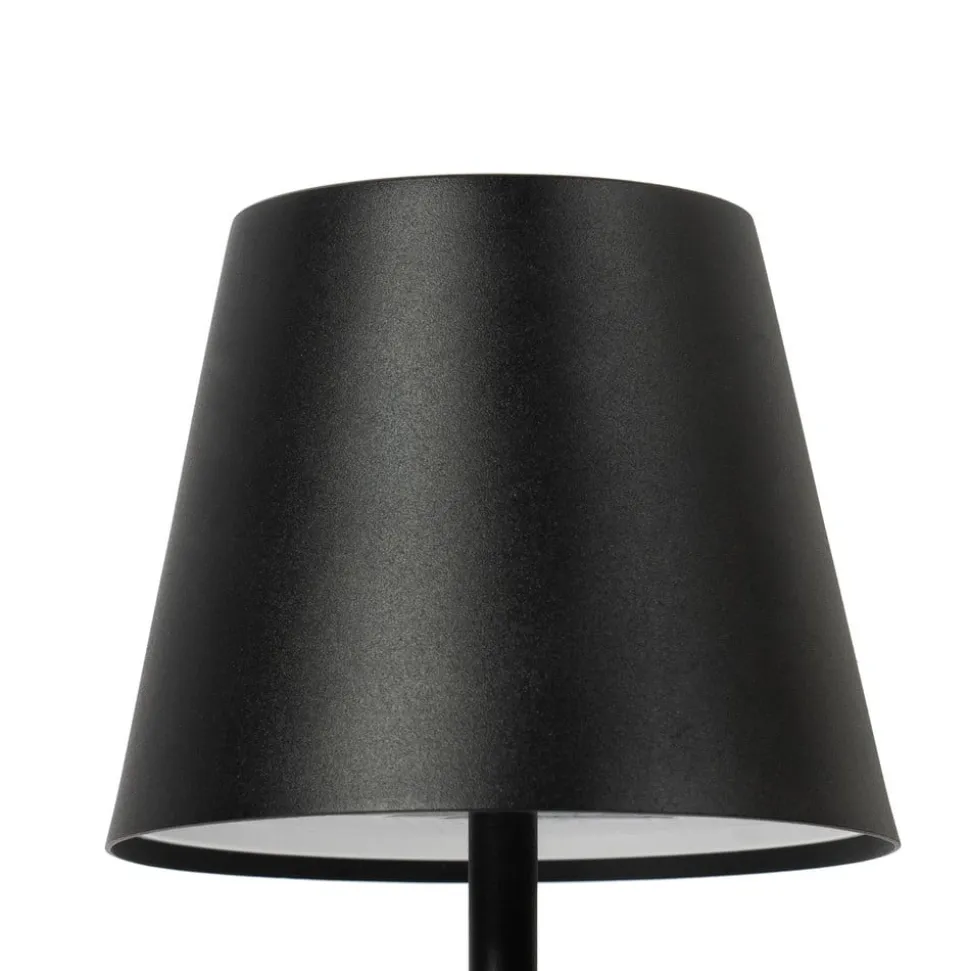 Lindby LED genopladelig bordlampe Janea CUBE, sort, metal