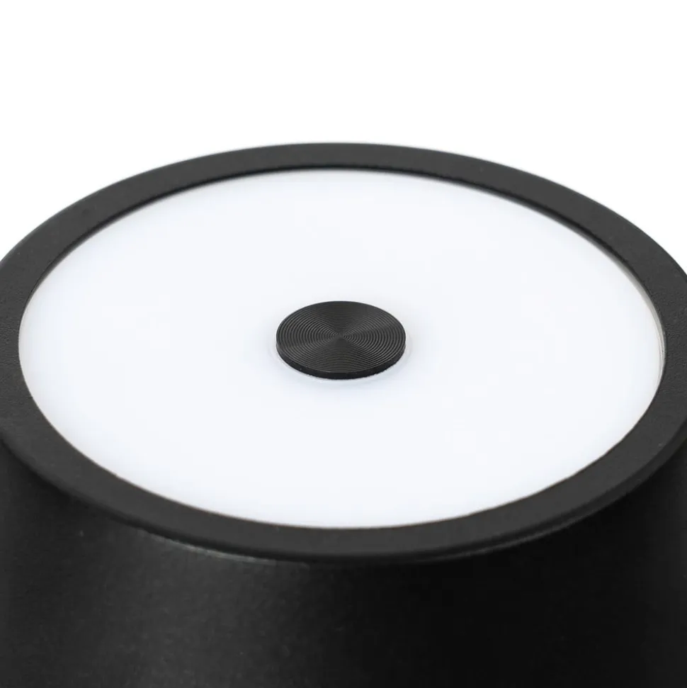 Lindby LED genopladelig bordlampe Janea CUBE, sort, metal