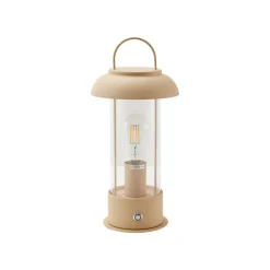 Lindby LED genopladelig bordlampe Yvette, abrikos-beige, IP44, touch