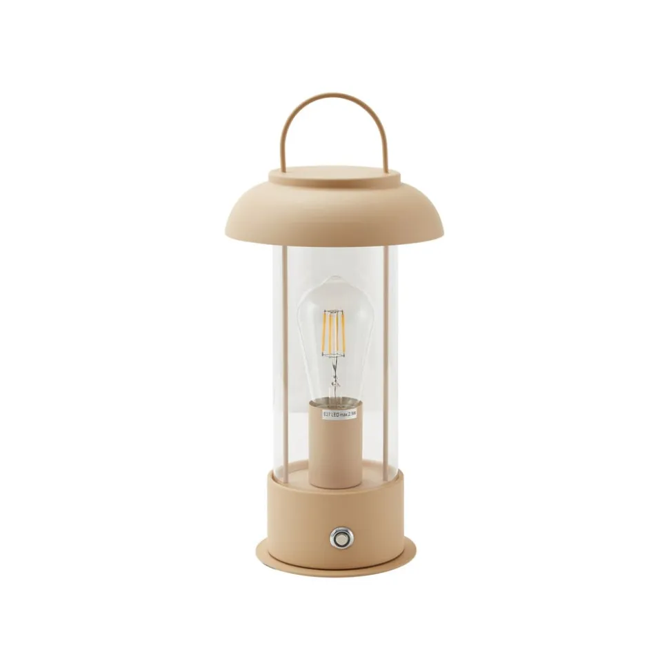 Lindby LED genopladelig bordlampe Yvette, abrikos-beige, IP44, touch
