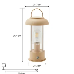 Lindby LED genopladelig bordlampe Yvette, abrikos-beige, IP44, touch