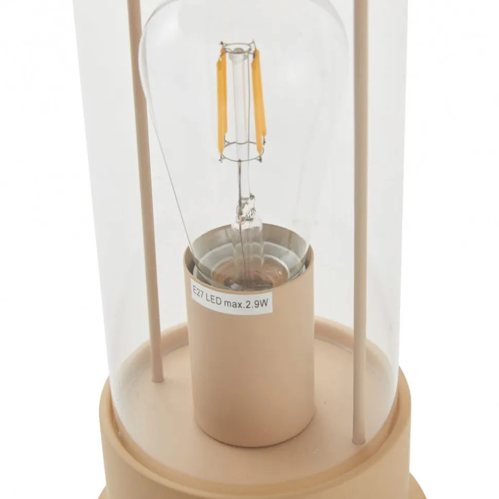 Lindby LED genopladelig bordlampe Yvette, abrikos-beige, IP44, touch