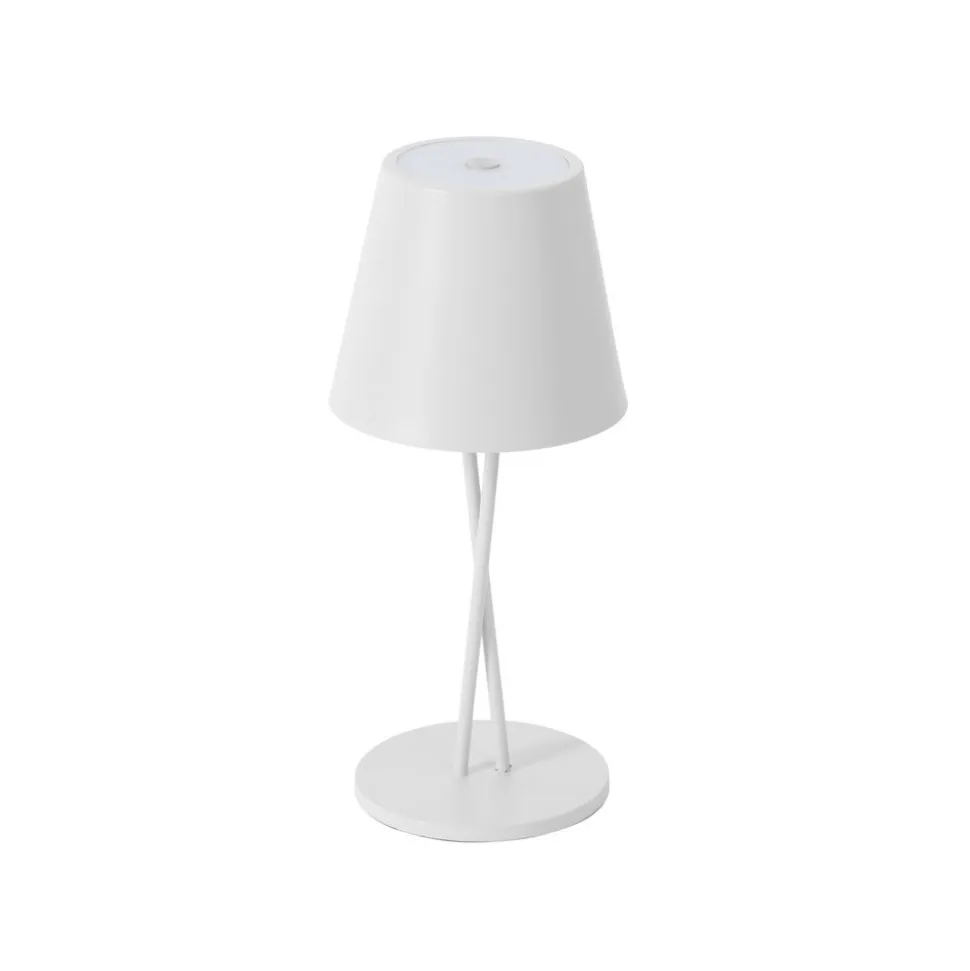 Lindby LED genopladelig bordlampe Janea CROSS, hvid, metal