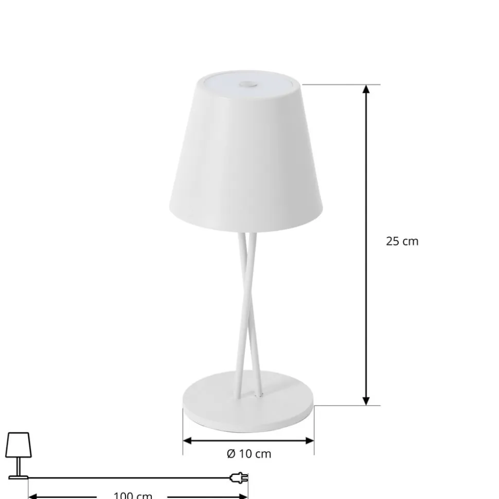Lindby LED genopladelig bordlampe Janea CROSS, hvid, metal