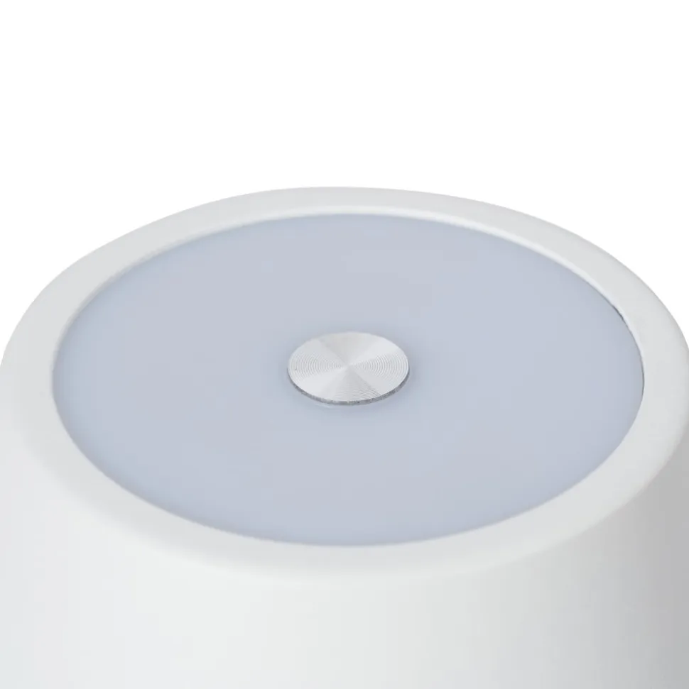 Lindby LED genopladelig bordlampe Janea CROSS, hvid, metal
