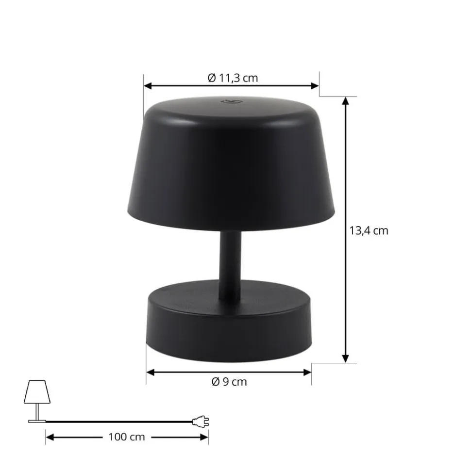 Lindby LED genopladelig bordlampe Nalani, 13 cm høj, IP44, dæmpbar