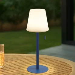 Lindby LED genopladelig lampe Azalea blå aluminium CCT højdejusterbar