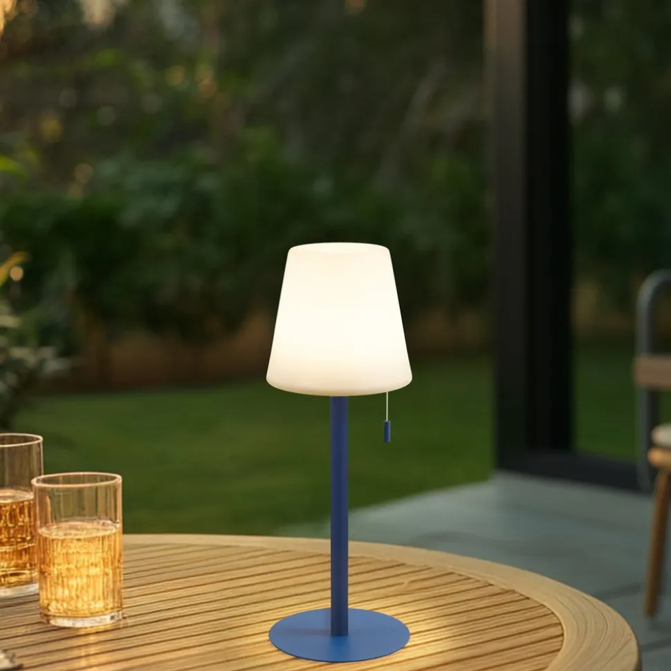 Lindby LED genopladelig lampe Azalea blå aluminium CCT højdejusterbar