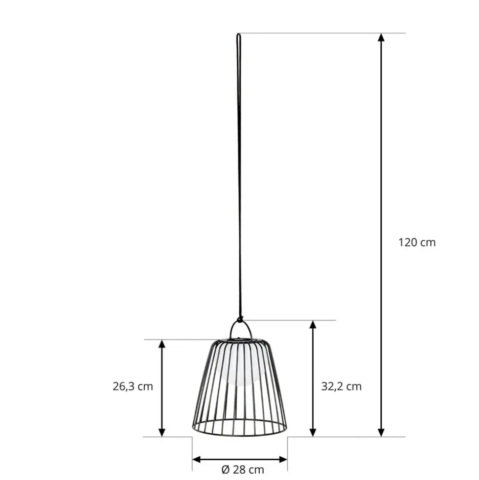 Lindby LED genopladelig udendørs pendel Levino, sort, metal