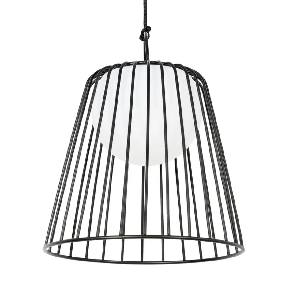 Lindby LED genopladelig udendørs pendel Levino, sort, metal
