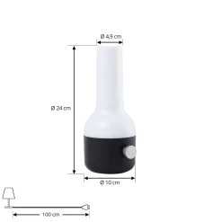Lindby LED genopladelig udendørs bordlampe Isaline, sort, dæmpbar
