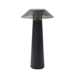 Lindby LED genopladelig udendørs bordlampe Gomba, sort, dæmpbar
