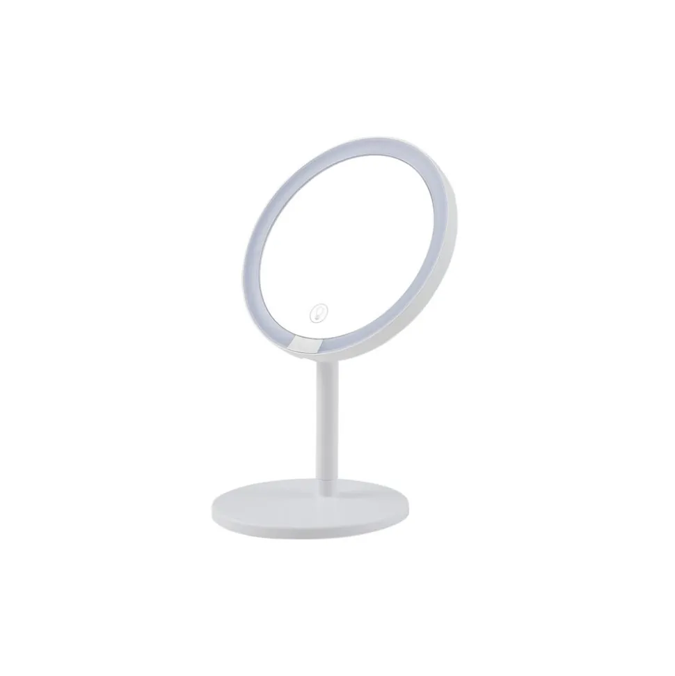 Lindby LED genopladeligt spejl Renki, hvid, plast, dæmpbar
