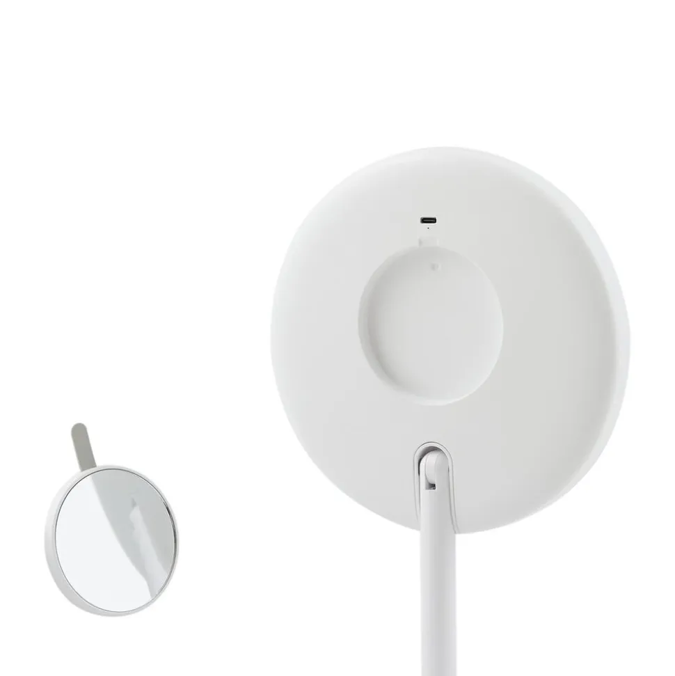 Lindby LED genopladeligt spejl Renki, hvid, plast, dæmpbar