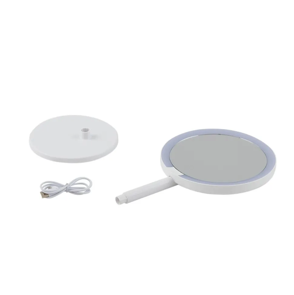 Lindby LED genopladeligt spejl Renki, hvid, plast, dæmpbar