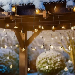 Lindby LED lyskæde Parrik, snefnug, 620 cm, IP44