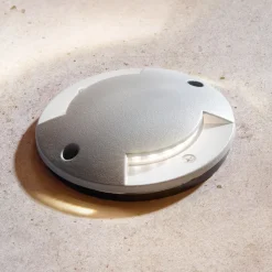 Lindby LED nedgravningslampe Nandita, Ø 10 cm, sølv, IP65