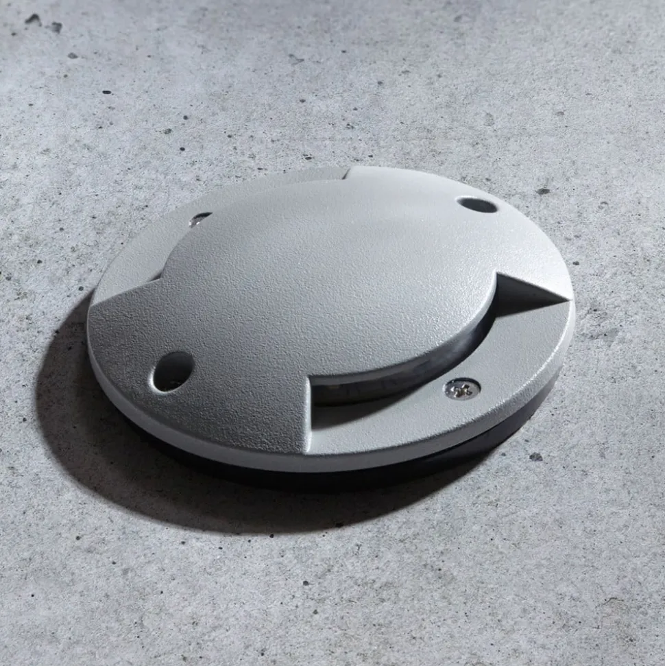 Lindby LED nedgravningslampe Nandita, Ø 10 cm, sølv, IP65