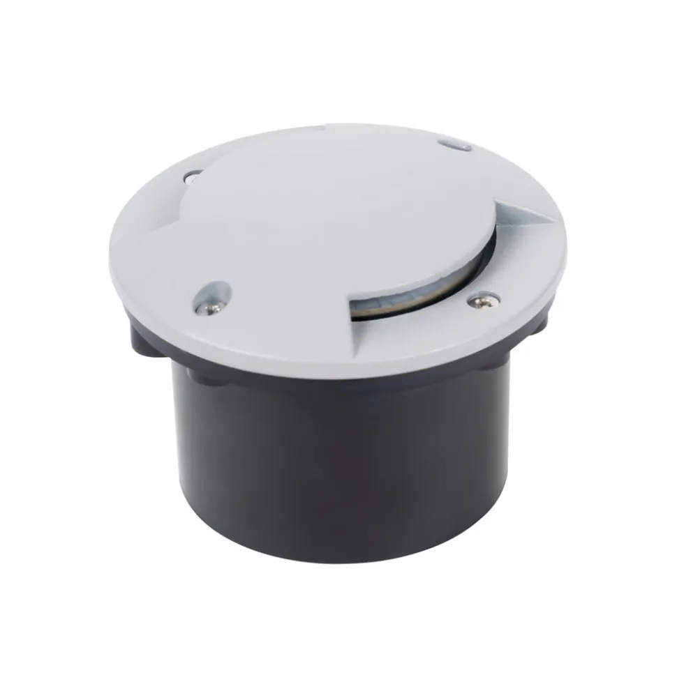 Lindby LED nedgravningslampe Nandita, Ø 10 cm, sølv, IP65